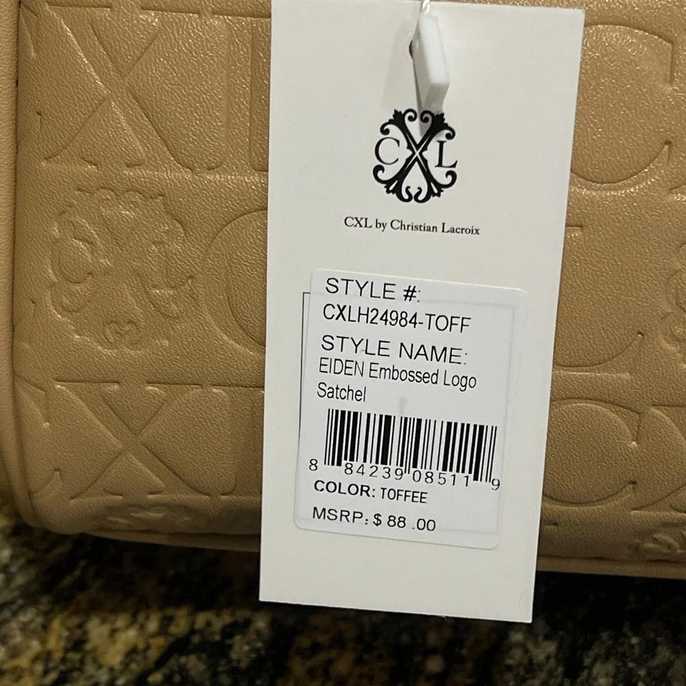 CXL by Christian Lacroix Satchel‎ Bag Womens Toffee Eiden Embossed Faux Leather